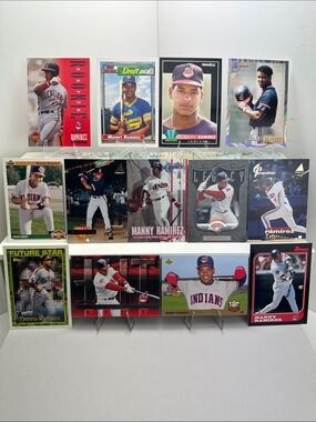 7 Manny Ramirez Rookie cards incl Rainbow Bowman lot of 13 (Cleveland Indians)